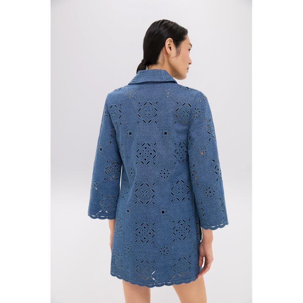 Veronica Beard Blue Eyelet Mini Dress - Picture 2 of 9